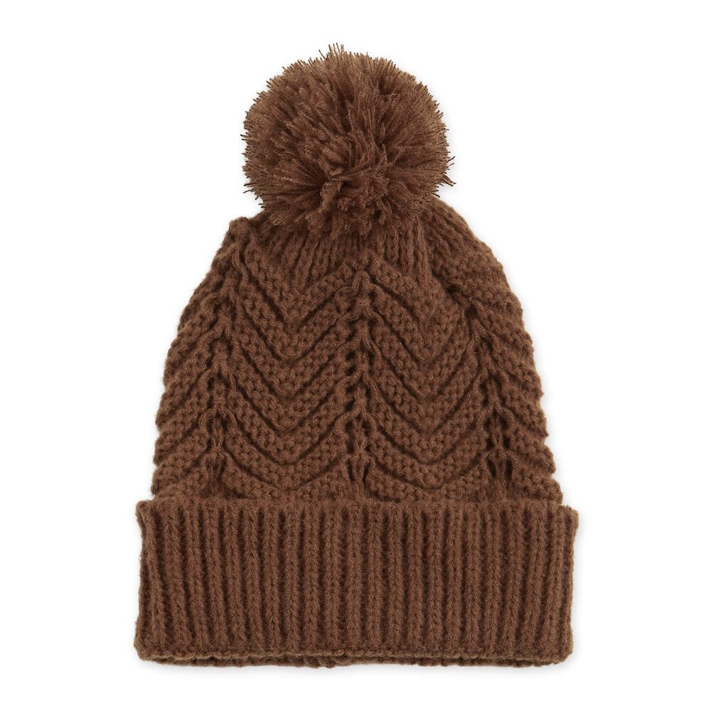 2160 Chevron Knit Hat, Brown, One Size